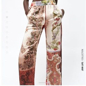 ZARA Patchwork Printed Pants NWT